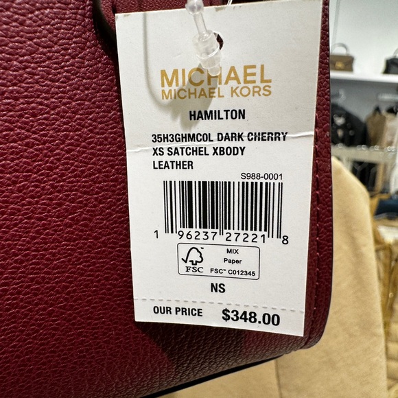 MICHAEL KORS HAMILTON MINI CROSSBODY KEY LOCK BAG CHERRY - Picture 5 of 7